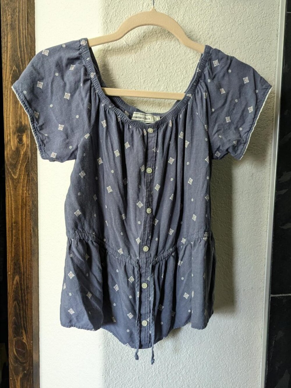Abercrombie & Fitch XS Blue Blouse Peplum Squareneck